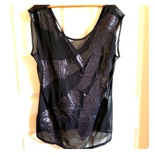 Glassons sexy black transparent and sequin top